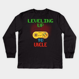 Promoted To Uncle T-Shirt Unlocked Gamer Leveling Up Kids Long Sleeve T-Shirt